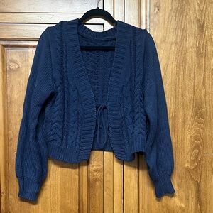 Navy Blue Cable Knit Women's Sweater